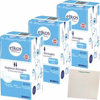 Elkos Hygiene Einlagen 3er Pack (3x12 Stück) + usy Block