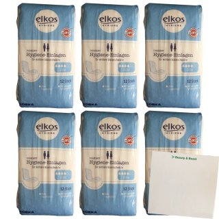 Elkos Hygiene Einlagen 6er Pack (6x12 Stück) + usy Block