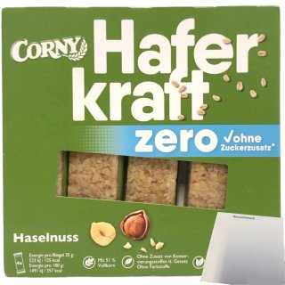 Corny Haferkraft Zero Haselnuss 1er Pack (4x35g Riegel) + usy Block