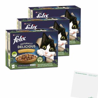 Felix Naturally Delicious von der Wiese 3er Pack (30x 80g Packung) + usy Block