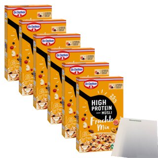 Dr. Oetker High Protein Müsli Früchte Mix 6er Pack (6x400g Packung) + usy Block
