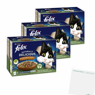 Felix Naturally Delicious vom Hof 3er Pack (30x 80g Packung) + usy Block