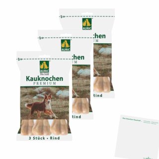 Auric Pets Gold Rind Kauknochen 3 Stück 3er Pack (3x150g Beutel) + usy Block