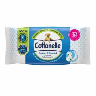 Cottonelle Feuchte Toilettentücher Sauber Pflegend Mit Mizellenwasser & frischem Baumwollduft (42Stk Packung)