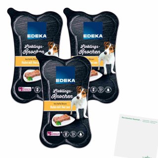 Edeka Lieblingsknochen herzhafte Bissen Huhn mit Herzen 3er Pack (3x175g Packung) + usy Block