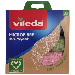 Vileda Microfibre (Microfasertuch) recycelt (1 Pack, 3 Tücher)