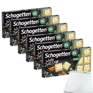Schogetten weiße Zimt Crisp 6er Pack (6x100g Packung) + usy Block