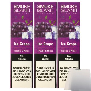 Smoke Island E-Shisha Ice Grape ohne Nikotin 3er Pack (3x600 Züge) + usy Block