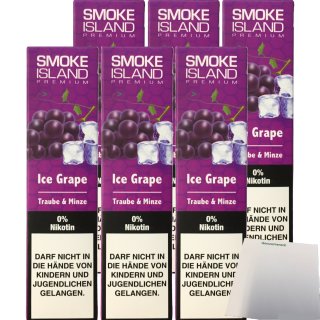 Smoke Island E-Shisha Ice Grape ohne Nikotin 6er Pack (6x600 Züge) + usy Block