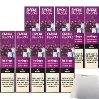 Smoke Island E-Shisha Ice Grape ohne Nikotin 10er Pack (10x600 Züge) + usy Block