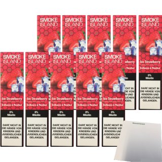 Smoke Island E-Shisha Strawberry ohne Nikotin 10er Pack (10x600 Züge) + usy Block
