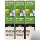 Smoke Island E-Shisha Ice Apple ohne Nikotin 3er Pack (3x600 Züge) + usy Block