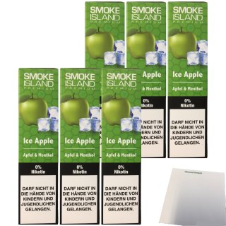 Smoke Island E-Shisha Ice Apple ohne Nikotin 6er Pack (6x600 Züge) + usy Block