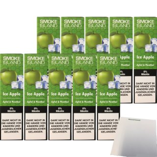 Smoke Island E-Shisha Ice Apple ohne Nikotin 10er Pack (10x600 Züge) + usy Block