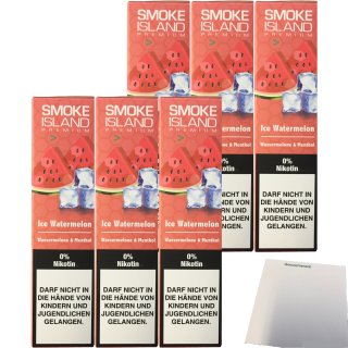 Smoke Island E-Shisha Ice Watermelon ohne Nikotin 6er Pack (6x600 Züge) + usy Block