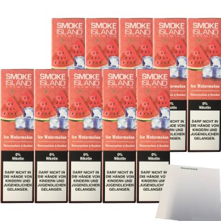 Smoke Island E-Shisha Ice Watermelon ohne Nikotin 10er Pack (10x600 Züge) + usy Block