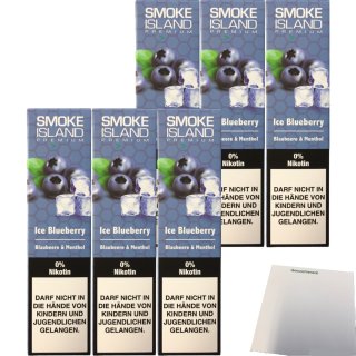 Smoke Island E-Shisha Ice Blueberry ohne Nikotin 6er Pack (6x600 Züge) + usy Block