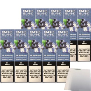 Smoke Island E-Shisha Ice Blueberry ohne Nikotin 10er Pack (10x600 Züge) + usy Block