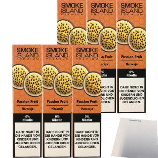 Smoke Island E-Shisha Passion Fruit ohne Nikotin 6er Pack (6x600 Züge) + usy Block