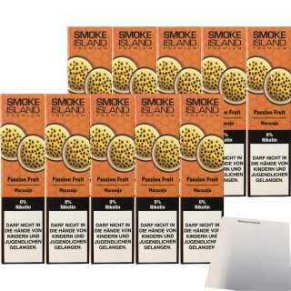 Smoke Island E-Shisha Passion Fruit ohne Nikotin 10er Pack (10x600 Züge) + usy Block