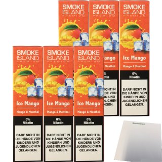 Smoke Island E-Shisha Ice Mango ohne Nikotin 6er Pack (6x600 Züge) + usy Block