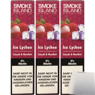 Smoke Island E-Shisha Ice Lychee ohne Nikotin 3er Pack (3x600 Züge) + usy Block