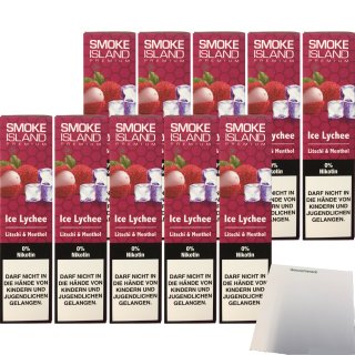 Smoke Island E-Shisha Ice Lychee ohne Nikotin 10er Pack (10x600 Züge) + usy Block