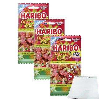 Haribo Cherry Cola Mix 3er Pack (3x80g Beutel) + usy Block