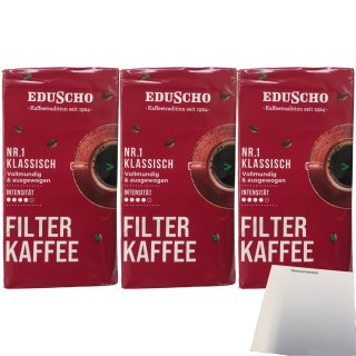 Eduscho Filterkaffee Nr.1 Klassisch 3er Pack (3x500g Packung) + usy Block