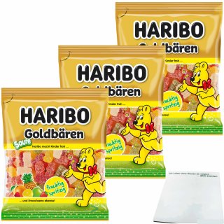Haribo Goldbären sauer 3er Pack (3x175g Beutel) + usy Block
