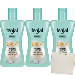 Fenjal Creme Dusche Classic mit Jojobaöl 3er Pack (3x200ml Flasche) + usy Block