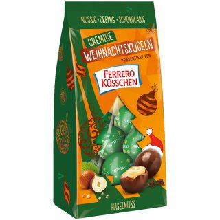 Ferrero Küsschen Cremige Weihnachtskugeln mit Haselnuss (100g Tüte)