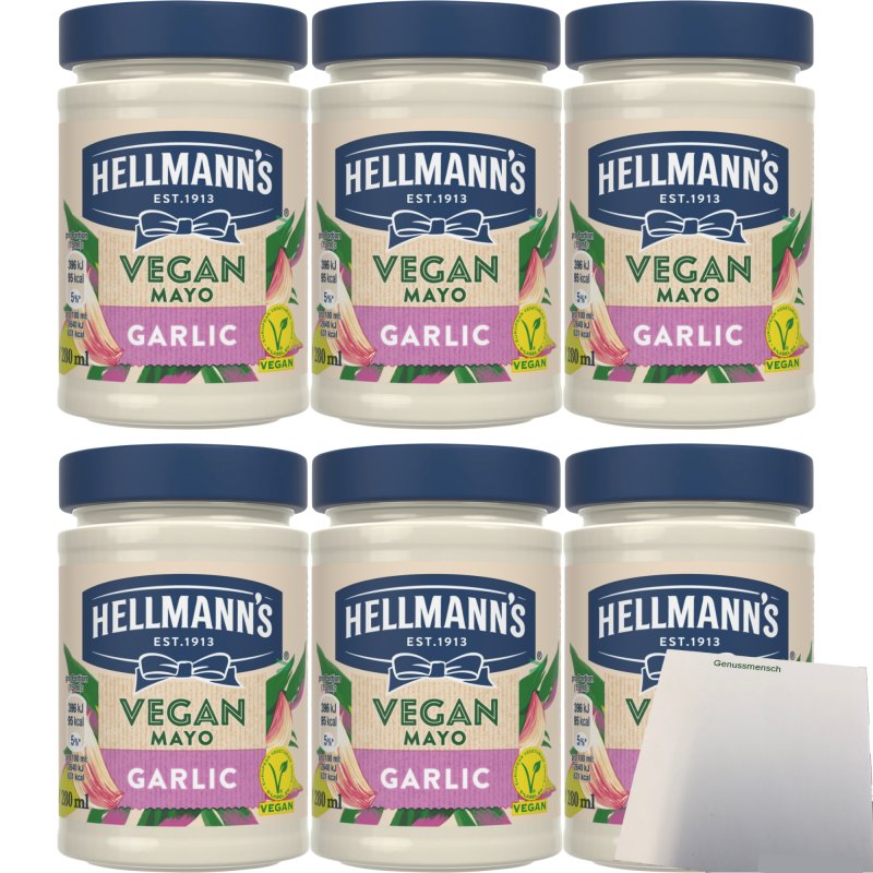 Hellmann's Vegan Garlic Mayo 6er Pack (6x270g Glas) + usy Block