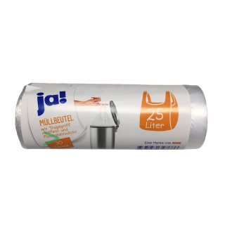 Ja Müllbeutel mit Tragegriff reißfest und flüssigkeitsdicht 25l (1 Rolle 30 Beutel)