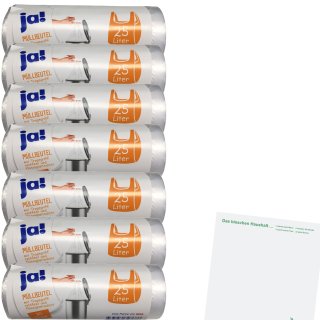 Ja Müllbeutel mit Tragegriff reißfest und flüssigkeitsdicht 25l (6 Rollen 180 Beutel) + usy Block