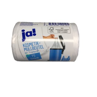 Ja Müllbeutel Kosmetik-Müllbeutel mit Tragegriff 10L (1 Rolle 75 Beutel) 36x44cm