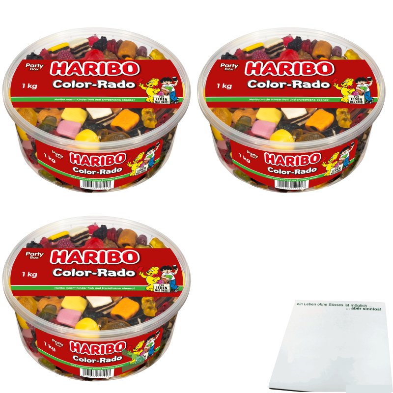 Haribo Color-Rado Fruchtgummi Lakritz Mischung 3kg (3x1kg Runddose)