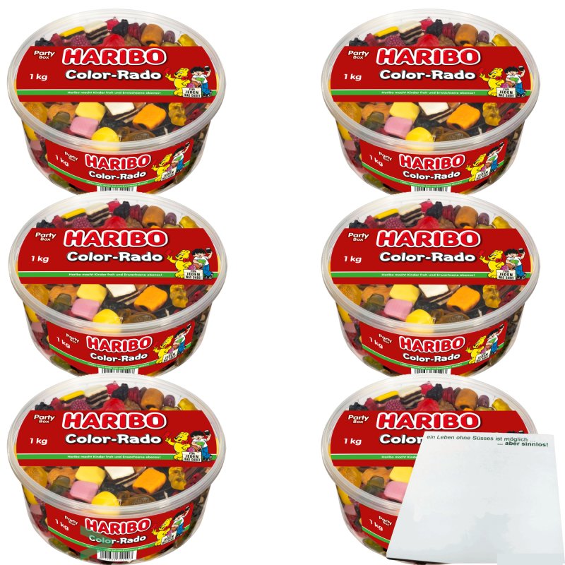 Haribo Color-Rado Fruchtgummi Lakritz Mischung 6kg (6x1kg Runddose)