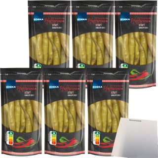 Edeka Peperoni Pfefferonen scharf Handgepflückt 6er Pack (6x250g Packung) + usy Block