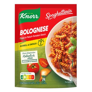 Knorr Bolognese Pasta Nudeln in Fleich-Tomaten-Sauce Spaghetteria (160g Packung)