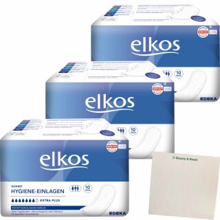 Elkos Hygiene Einlagen 3er Pack (3x10 Stück) + usy Block