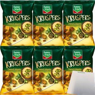 Funny Frisch Kruspers Cheese & Jalapeno Weizen-Kräcker 6er Pack (6x120g ) + usy Block