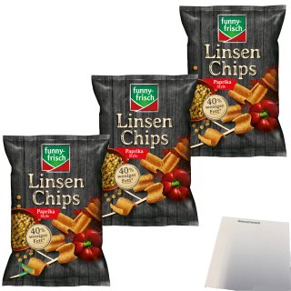 Funny Frisch Linsen Chips Paprika Style mit pflanzlichem Protein 3er Pack (3x90g) + usy Block