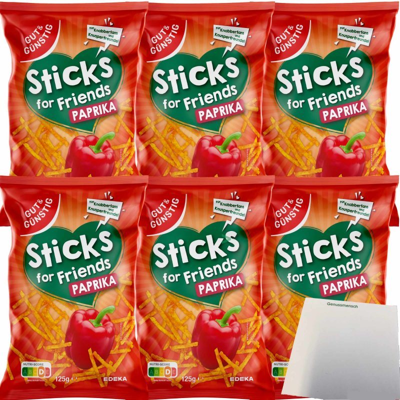 Gut und Günstig Paprika Sticks for Friends 6er Pack (6x125g Beutel)+