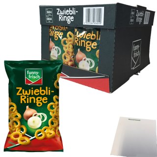 Funny Frisch Zwiebliringe geoldgelbe Maisringe mit herzhaftem Zwiebelgeschmack 14er Pack (14X80g Tüte) + usy Block
