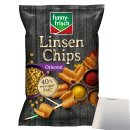 Funny Frisch Linsenchips Chips Oriental 40% weniger Fett (1x90g Packung) + usy Block