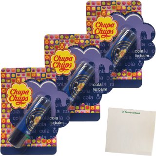 Chupa Chups Cola Lippenbalsam Lippenpflege Lip Balm Coladuft (3er Pack) + usy Block