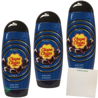Chupa Chups 2in1 Duschgel und Shampoo Cola 3er Pack (3x250ml) + usy Block