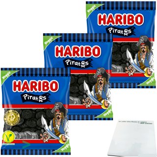 Haribo Piratos Lakritz extra würzig extra stark 3er Pack (3x175G) + usy Block