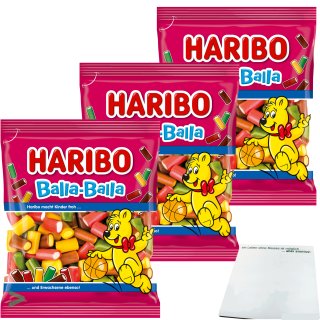 Haribo Balla Balla Fruchtgummi Konfekt 3er Pack (3x160g Beutel) + usy Block